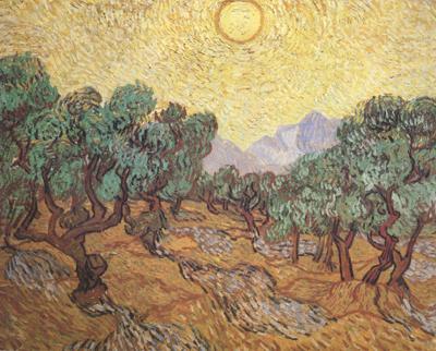 Vincent Van Gogh Olive Trees with Yellow Sky and Sun (nn04) china oil painting image